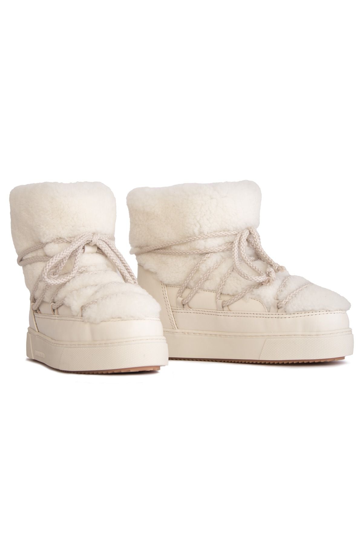 Hakiki Kürklü Kadın Sneakers 355067 Kırık Beyaz