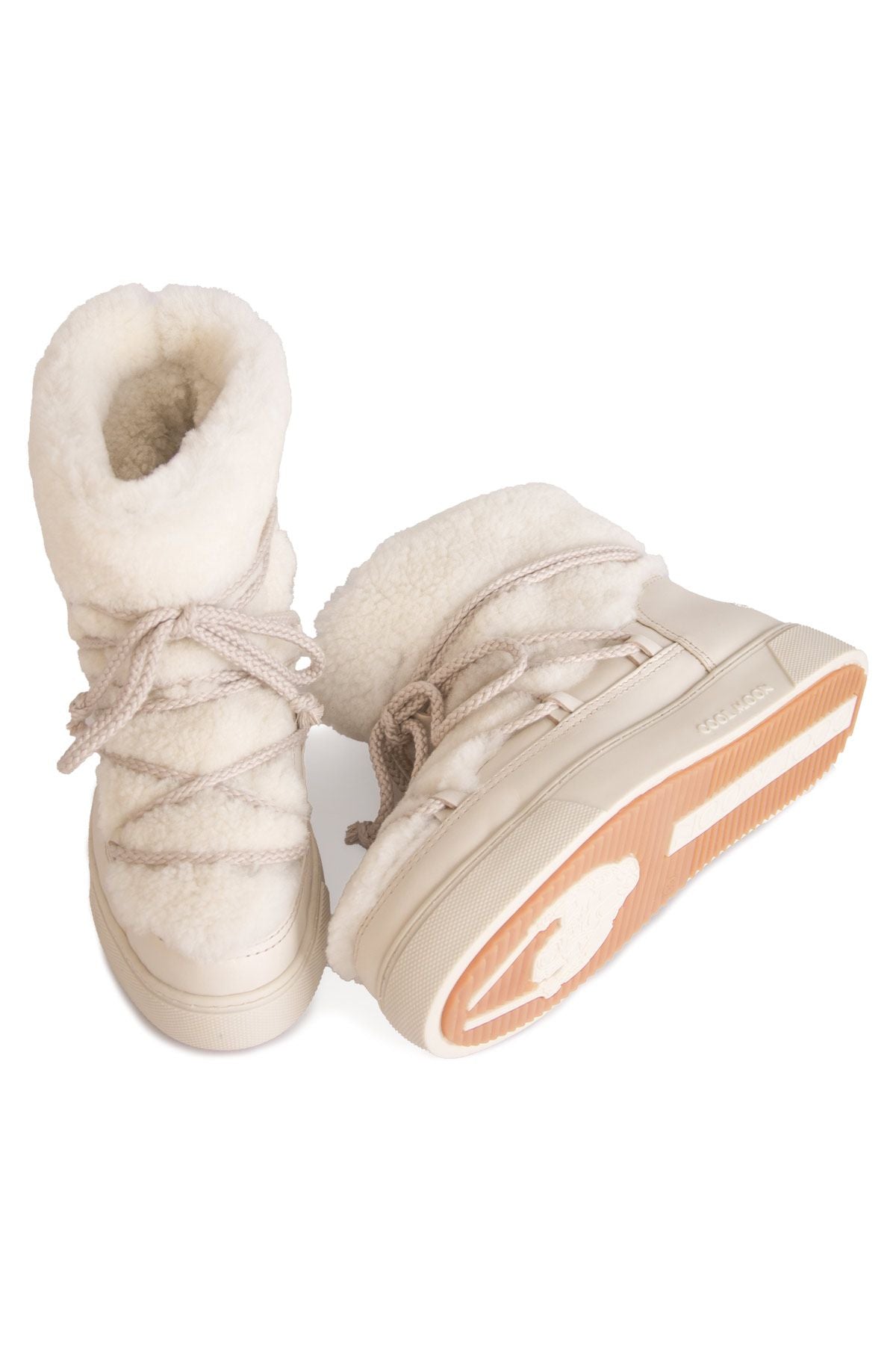 Hakiki Kürklü Kadın Sneakers 355067 Kırık Beyaz