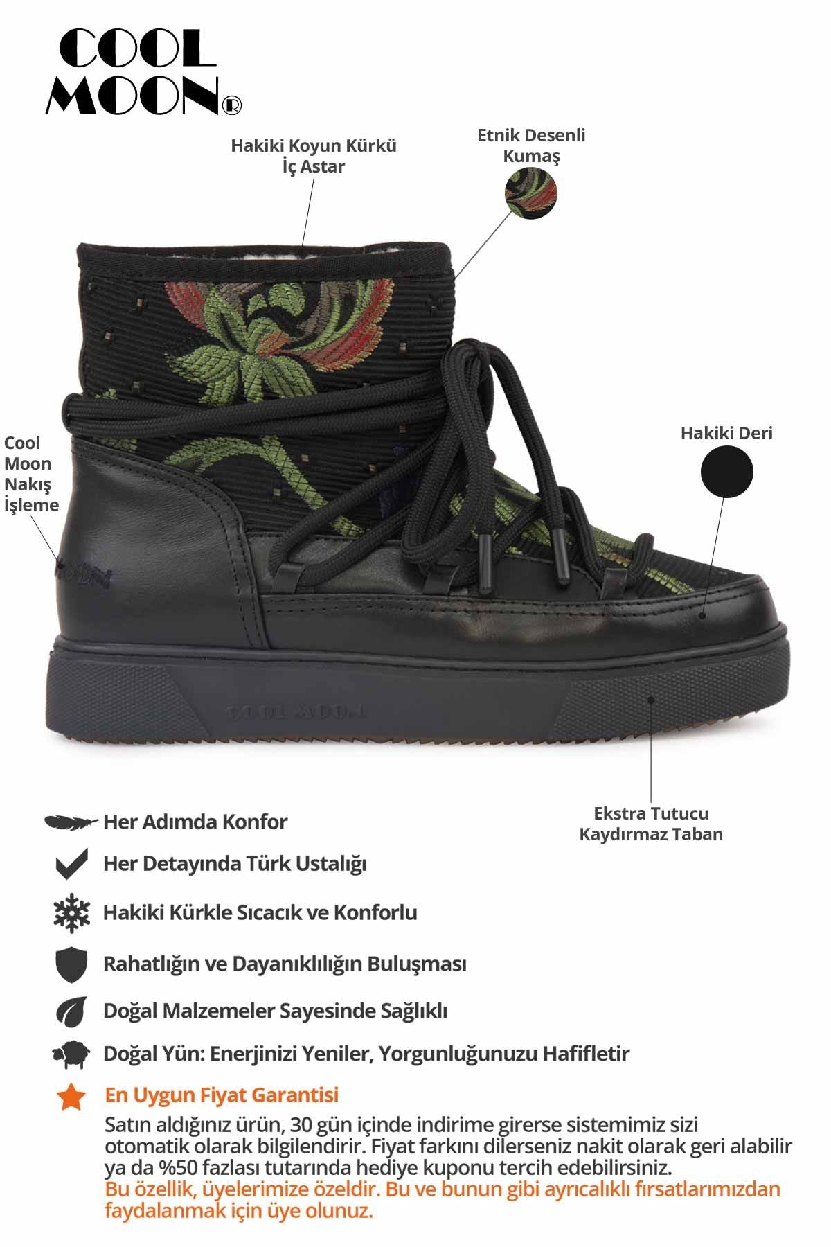İçi Hakiki Kürk Kadın Bot 355110 Siyah