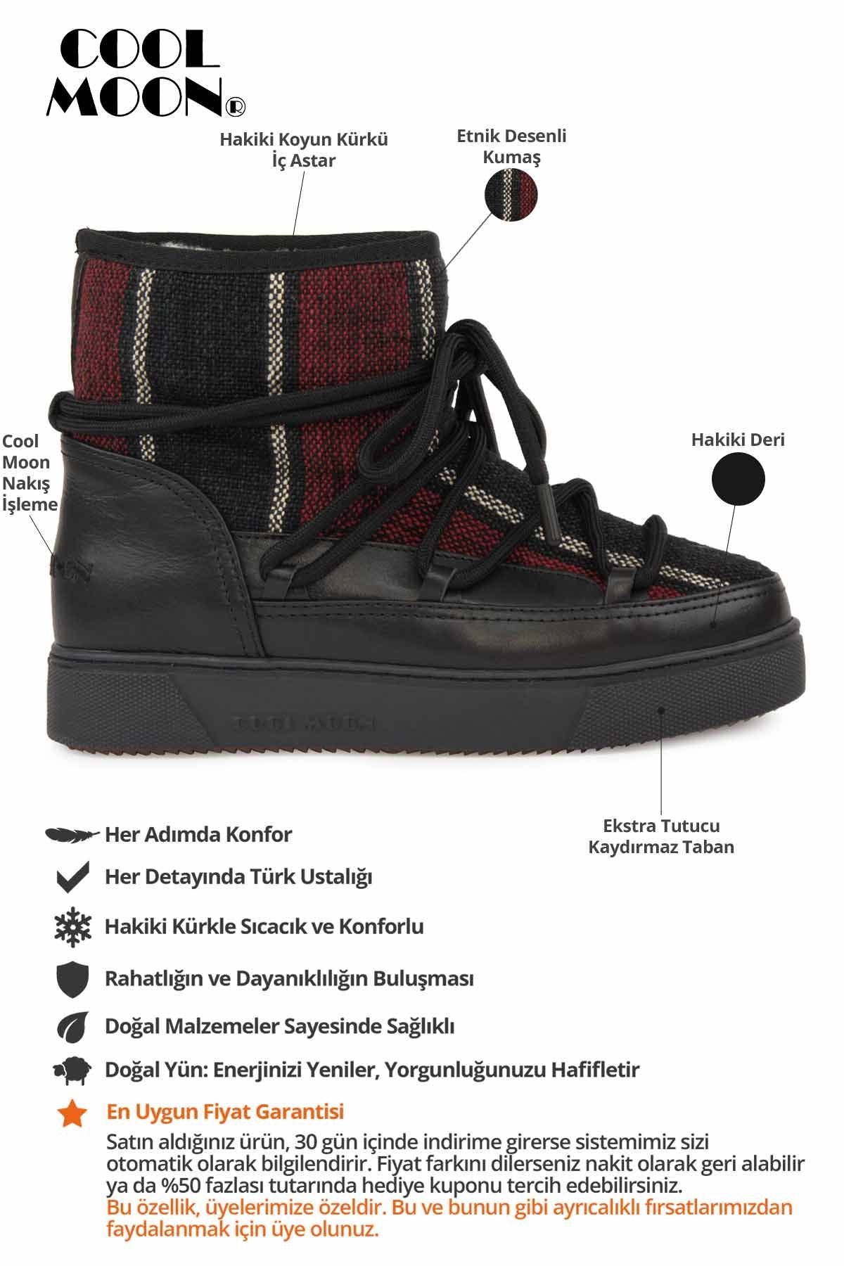 İçi Hakiki Kürk Kadın Bot 355112 Bordo