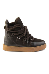 Women's Fur-Lined Suede Lace-Up Ankle Boots 365060 Brown