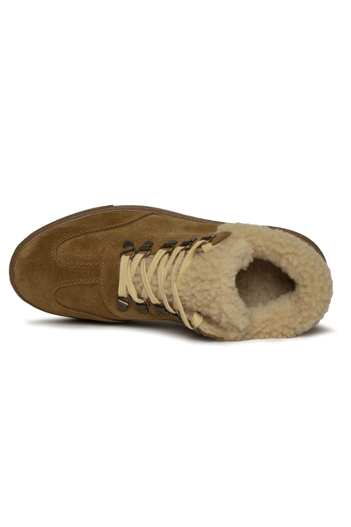 Kürklü Bağcıklı Kadın Sneaker 385053 Sahra