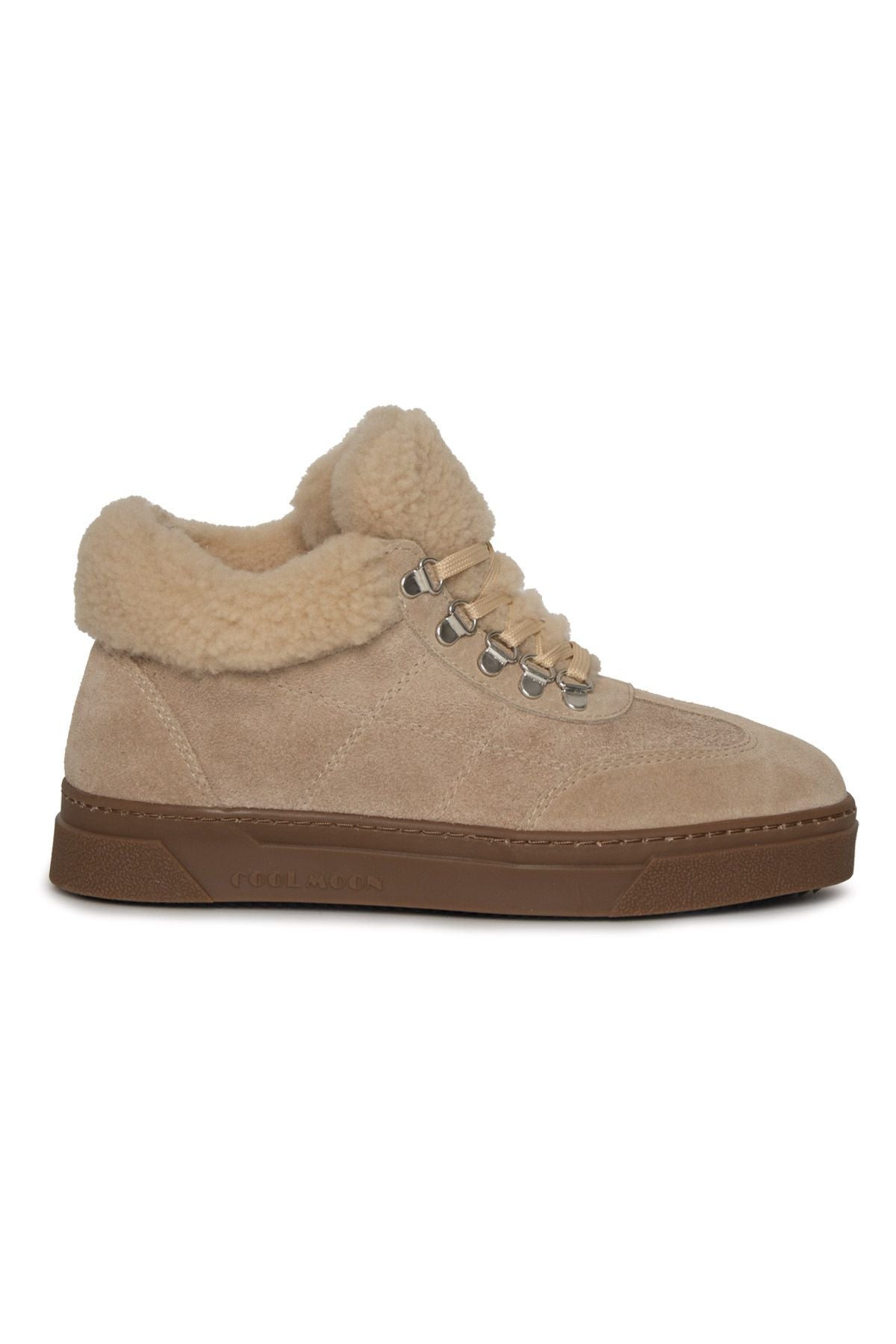 Kürklü Bağcıklı Kadın Sneaker 385053 Bej