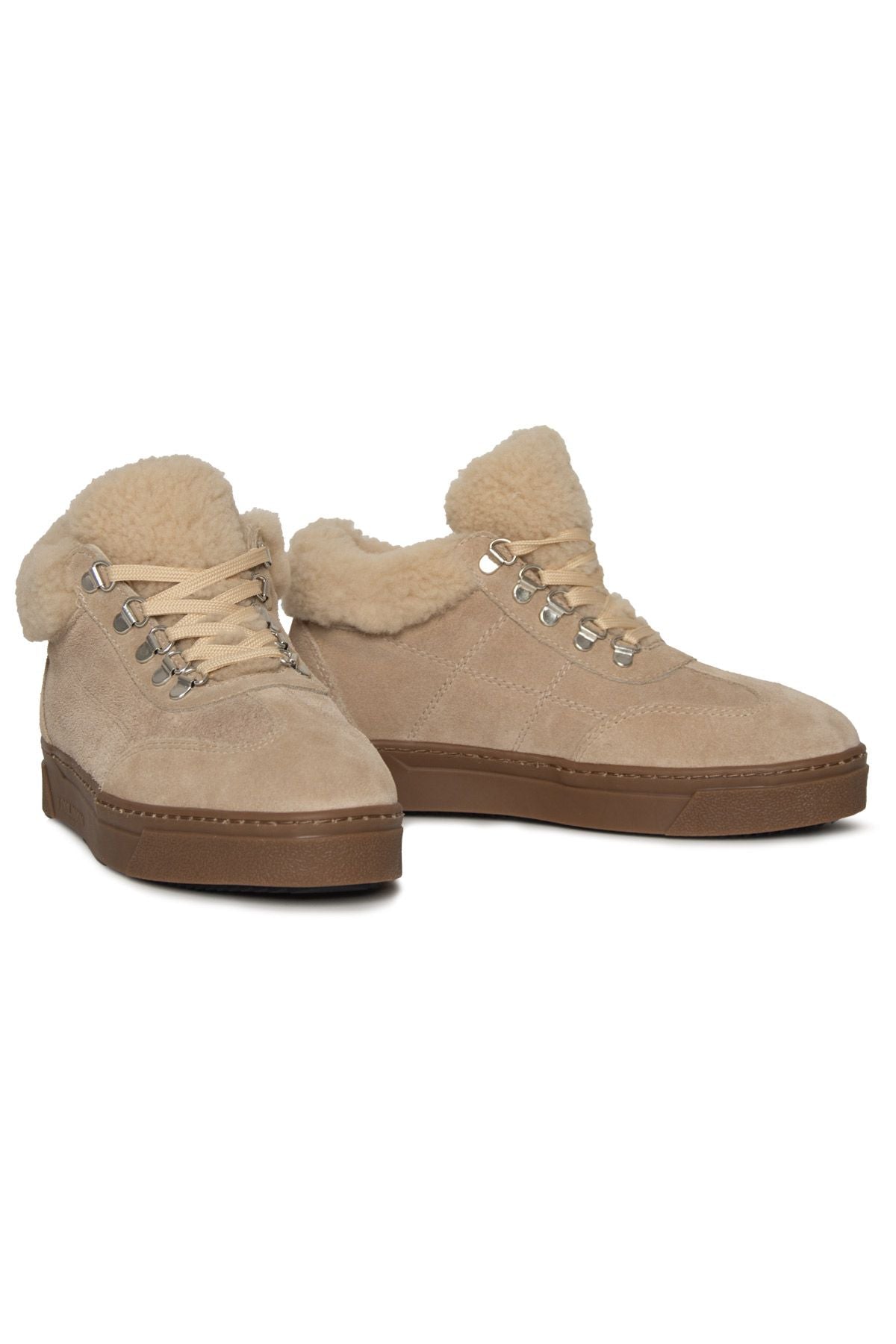 Kürklü Bağcıklı Kadın Sneaker 385053 Bej