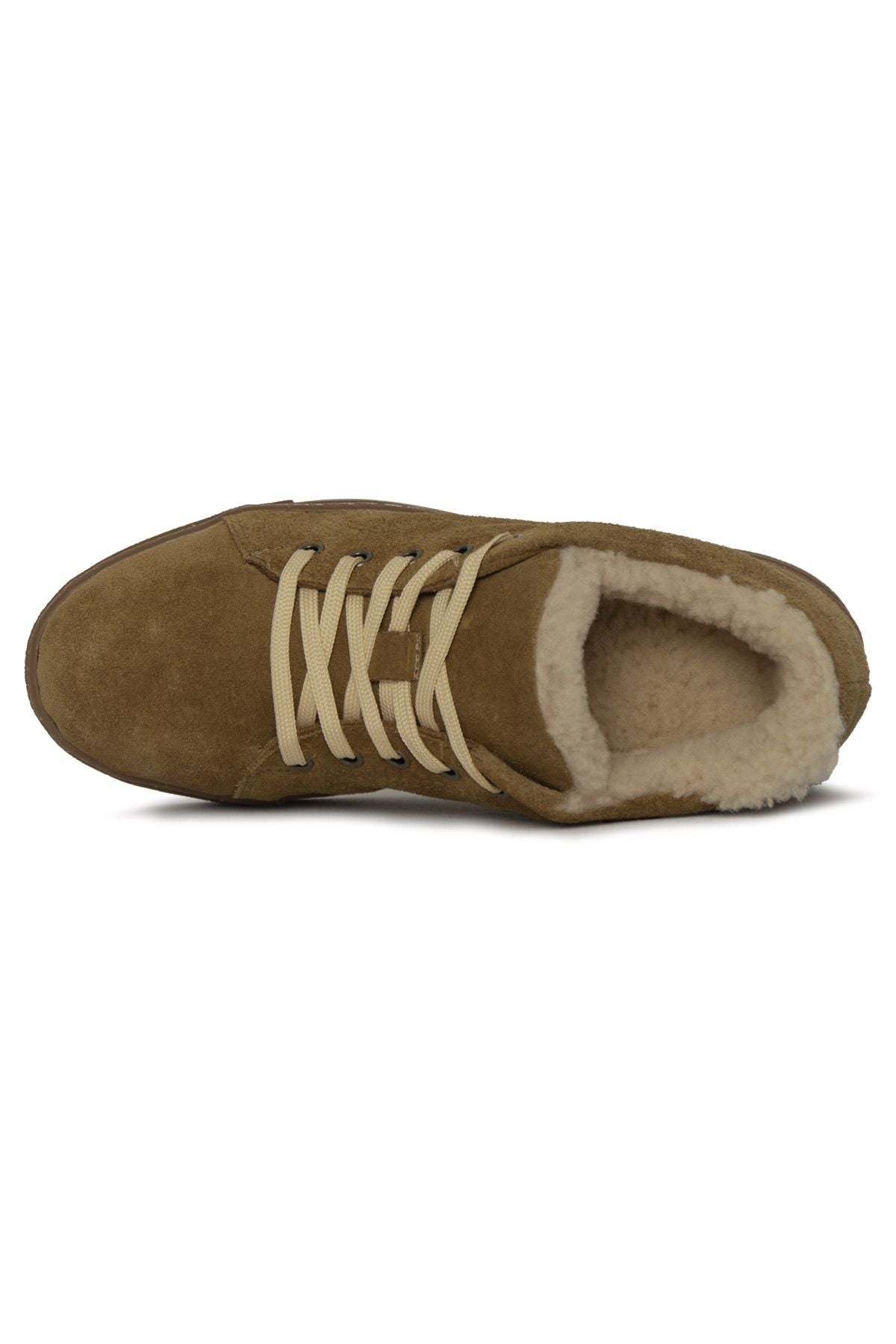 Kürklü Bağcıklı Kadın Sneaker 385054 Sahra