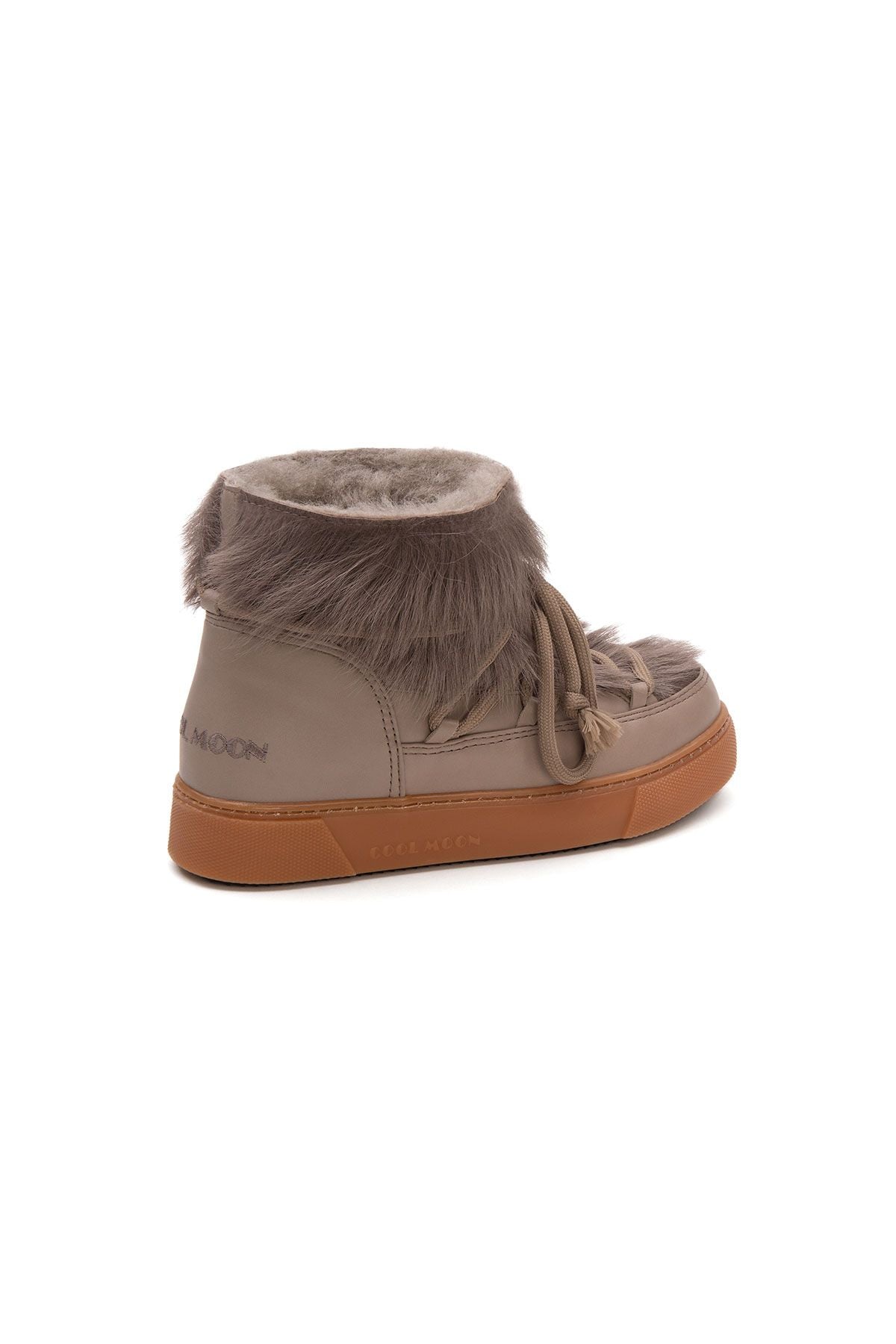 Kürklü Bayan Sneaker Bot 355081 Vizon