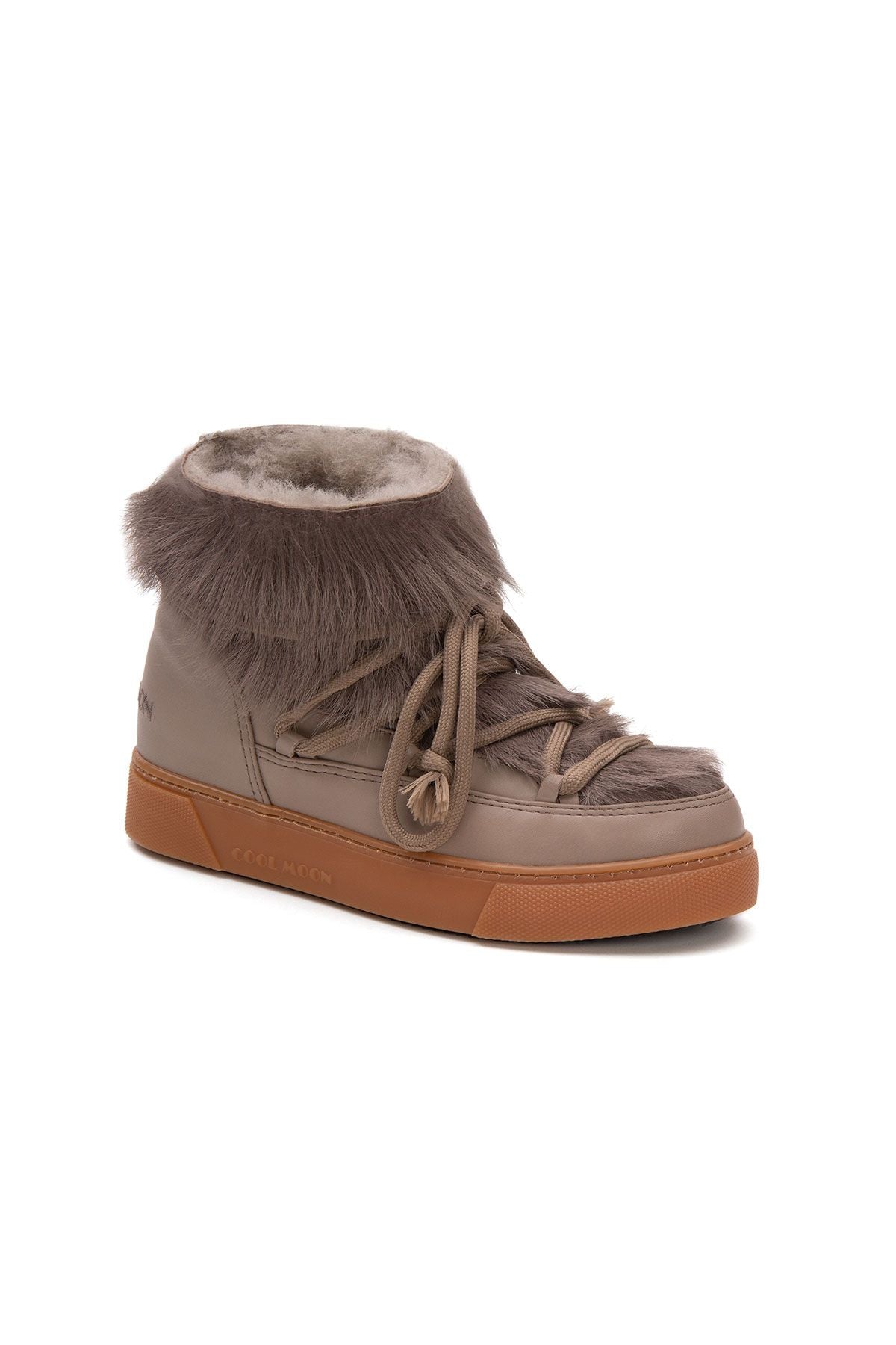 Kürklü Bayan Sneaker Bot 355081 Vizon
