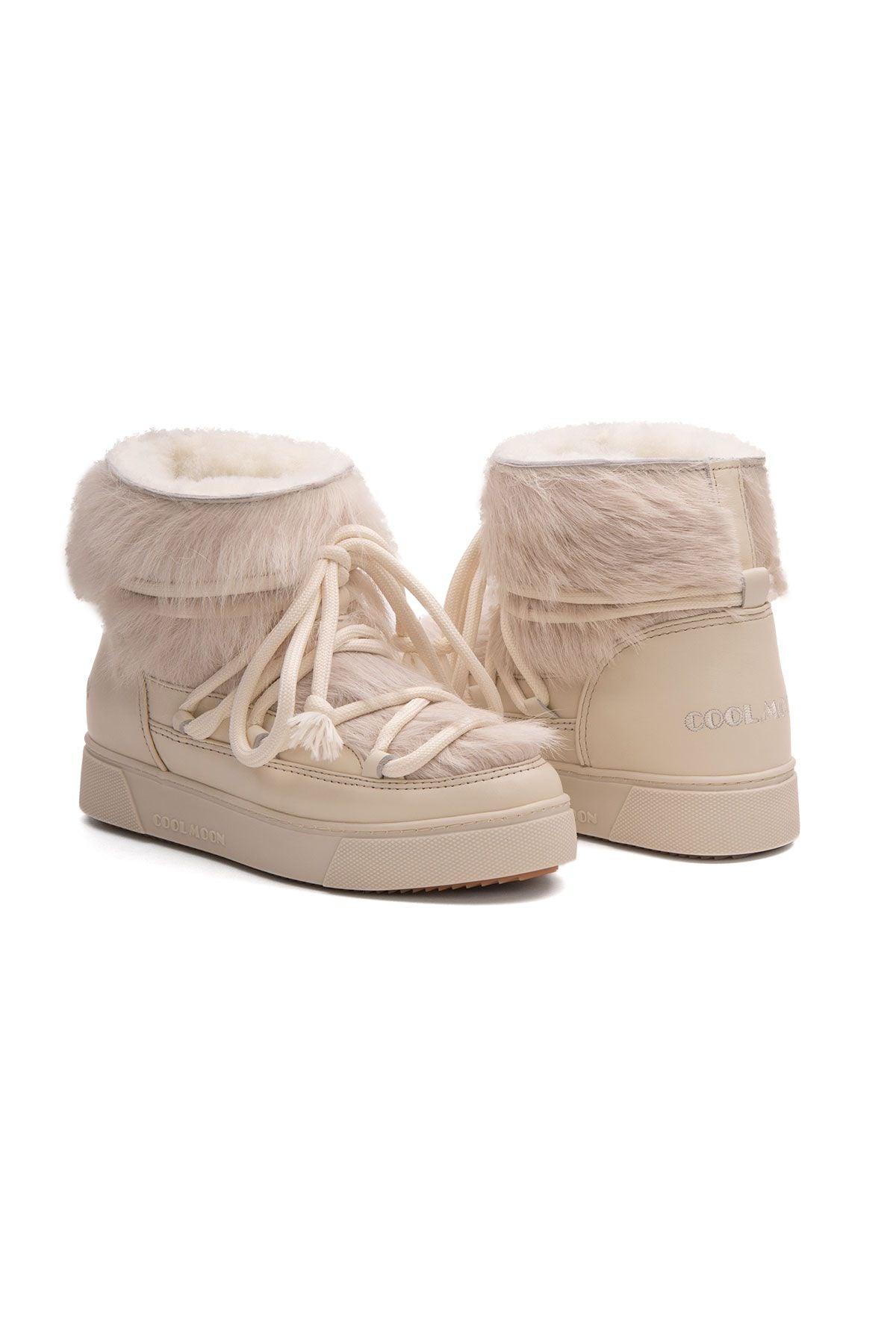 Kürklü Bayan Sneaker Bot 355081 Bej