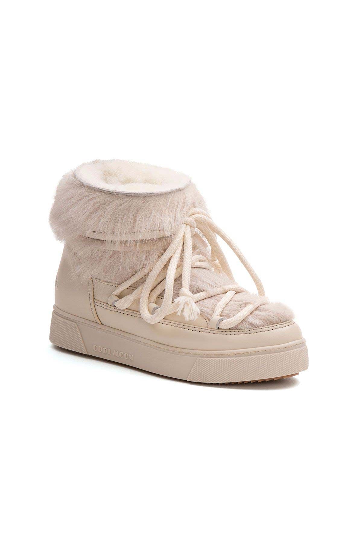 Kürklü Bayan Sneaker Bot 355081 Bej