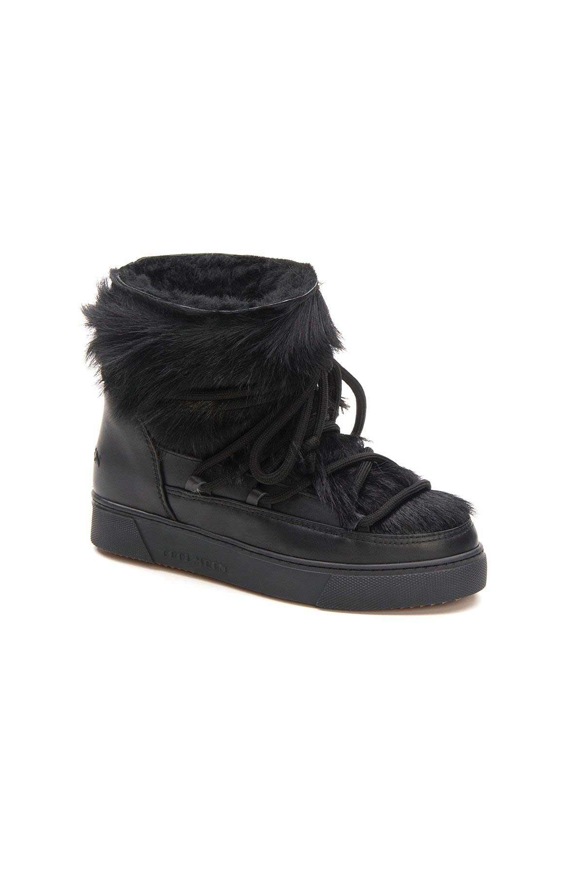 Kürklü Bayan Sneaker Bot 355081 Siyah