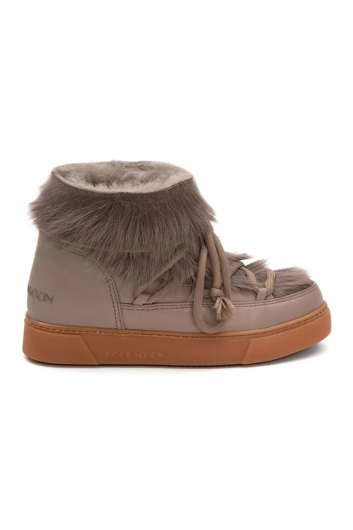 Kürklü Bayan Sneaker Bot 355081 Vizon