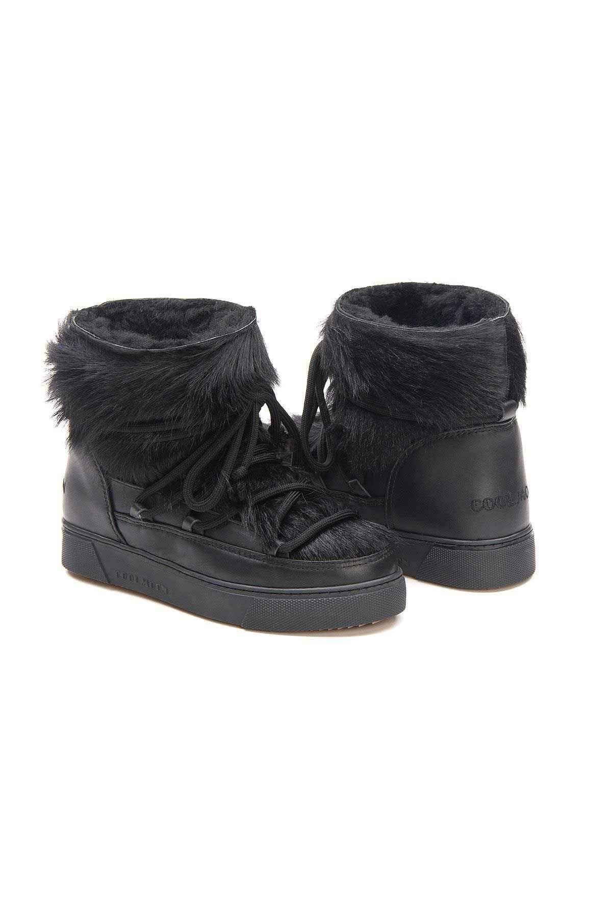 Kürklü Bayan Sneaker Bot 355081 Siyah