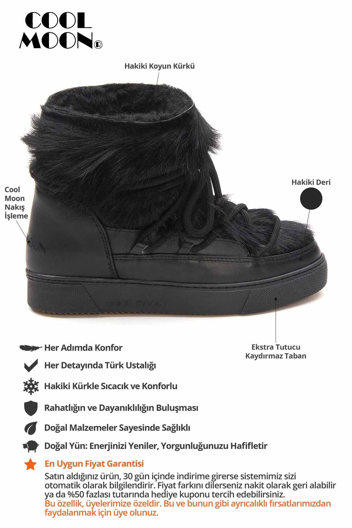 Kürklü Bayan Sneaker Bot 355081 Siyah