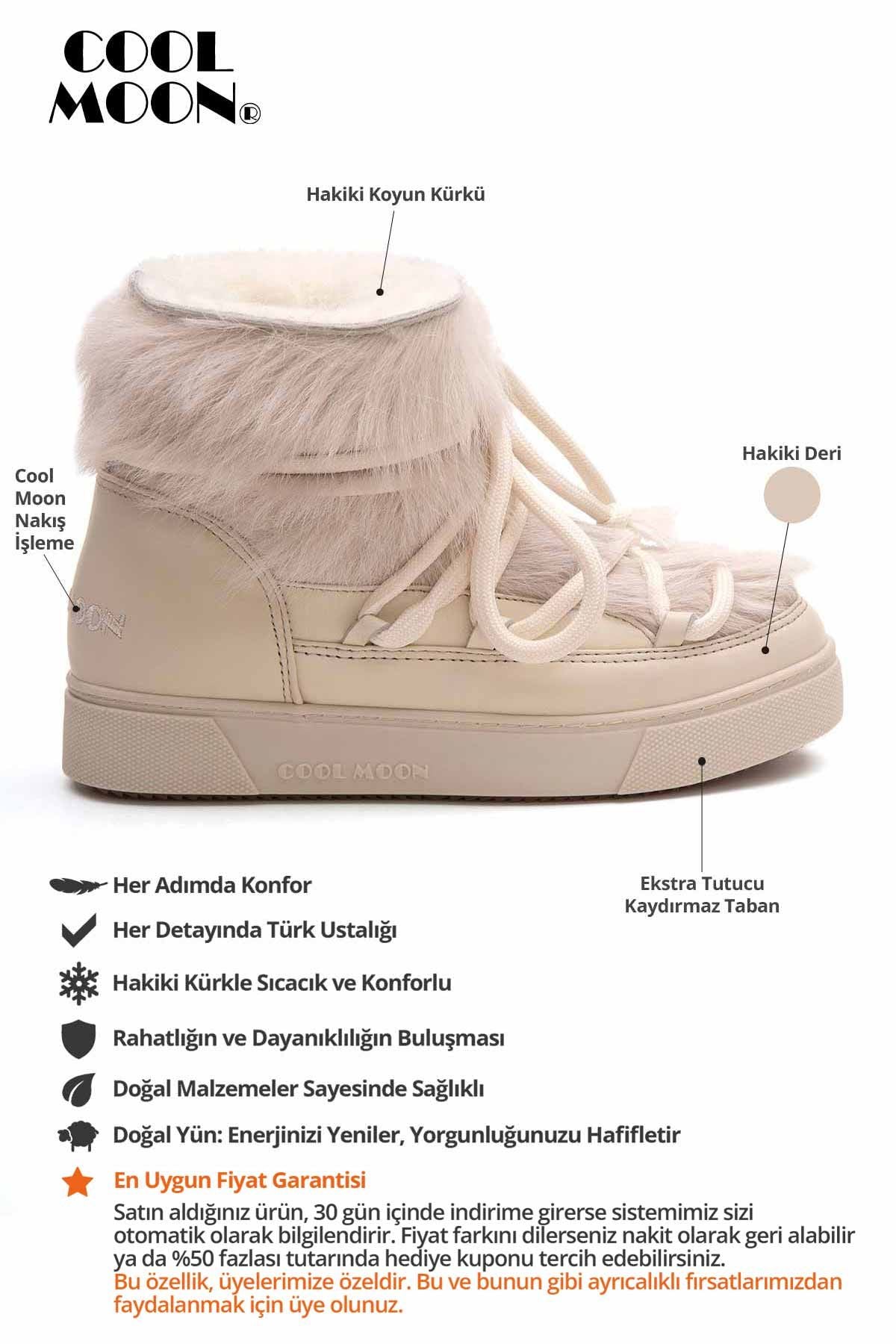 Kürklü Bayan Sneaker Bot 355081 Bej