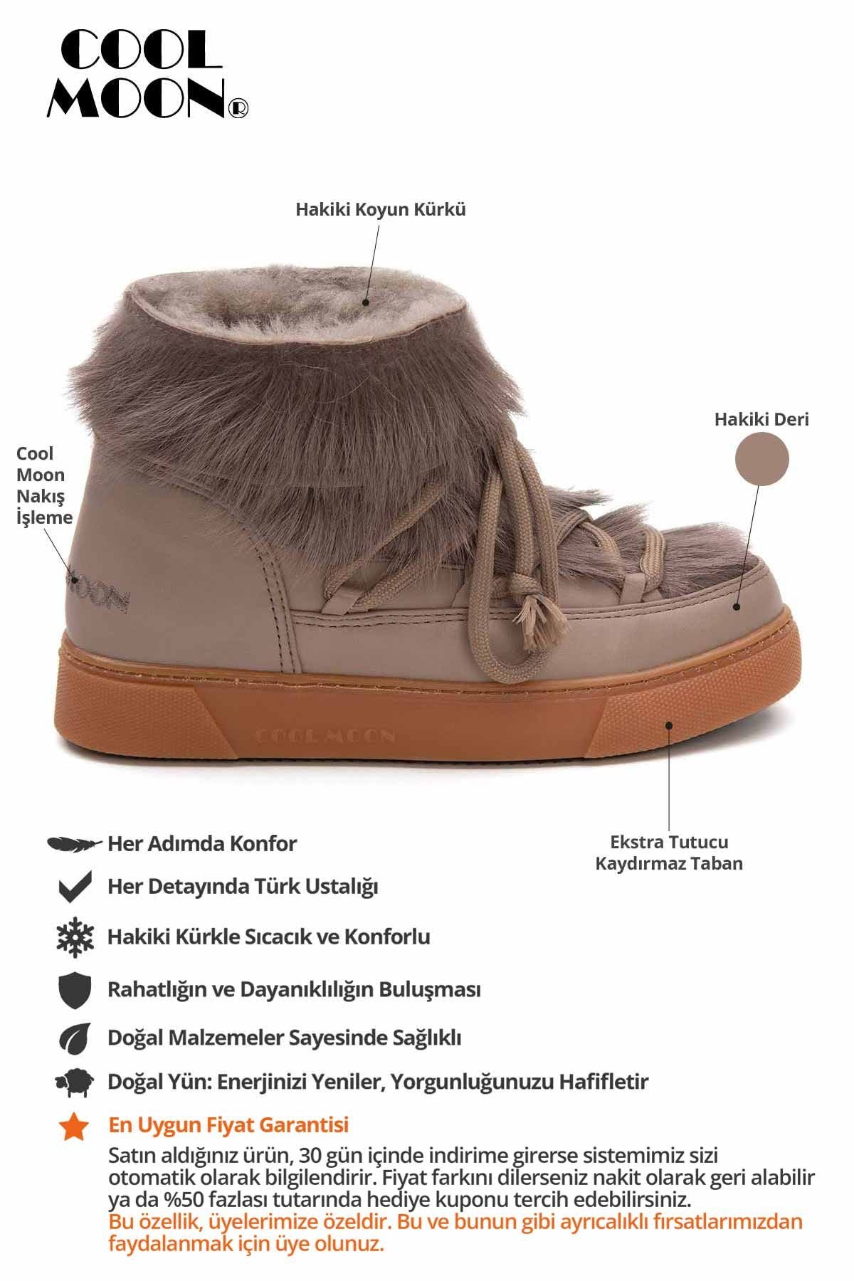 Kürklü Bayan Sneaker Bot 355081 Vizon