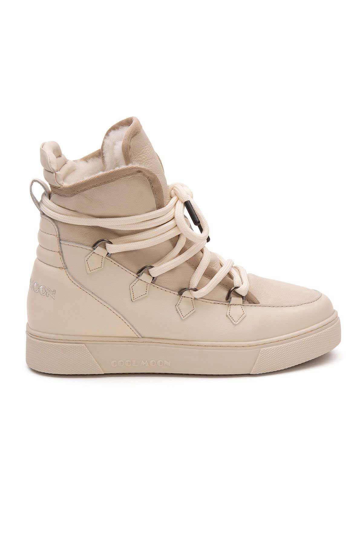 Kürklü Bayan Sneaker Bot 365050 Bej