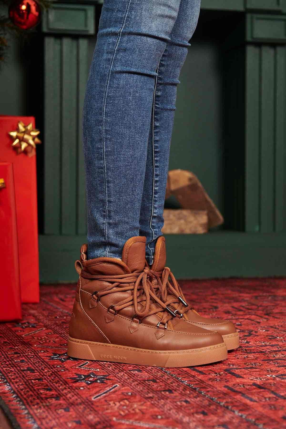 Kürklü Bayan Sneaker Bot 365050 Taba