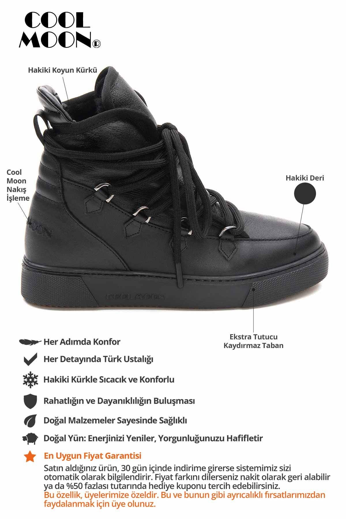 Kürklü Bayan Sneaker Bot 365050 Siyah