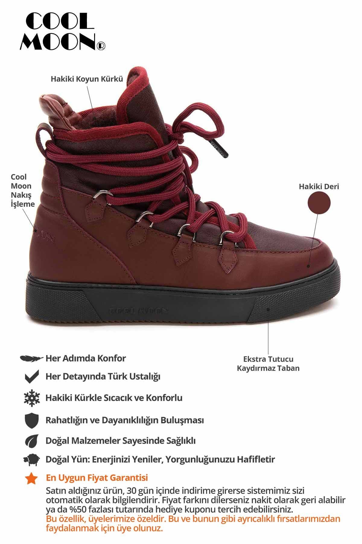 Kürklü Bayan Sneaker Bot 365050 Bordo