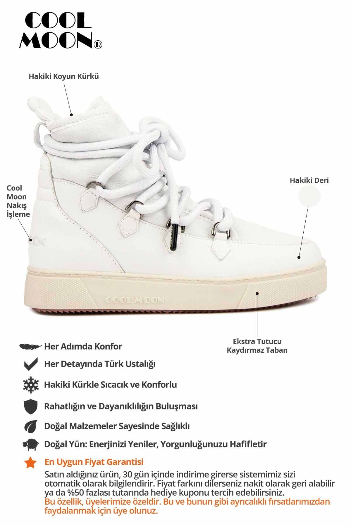 Kürklü Bayan Sneaker Bot 365050 Beyaz