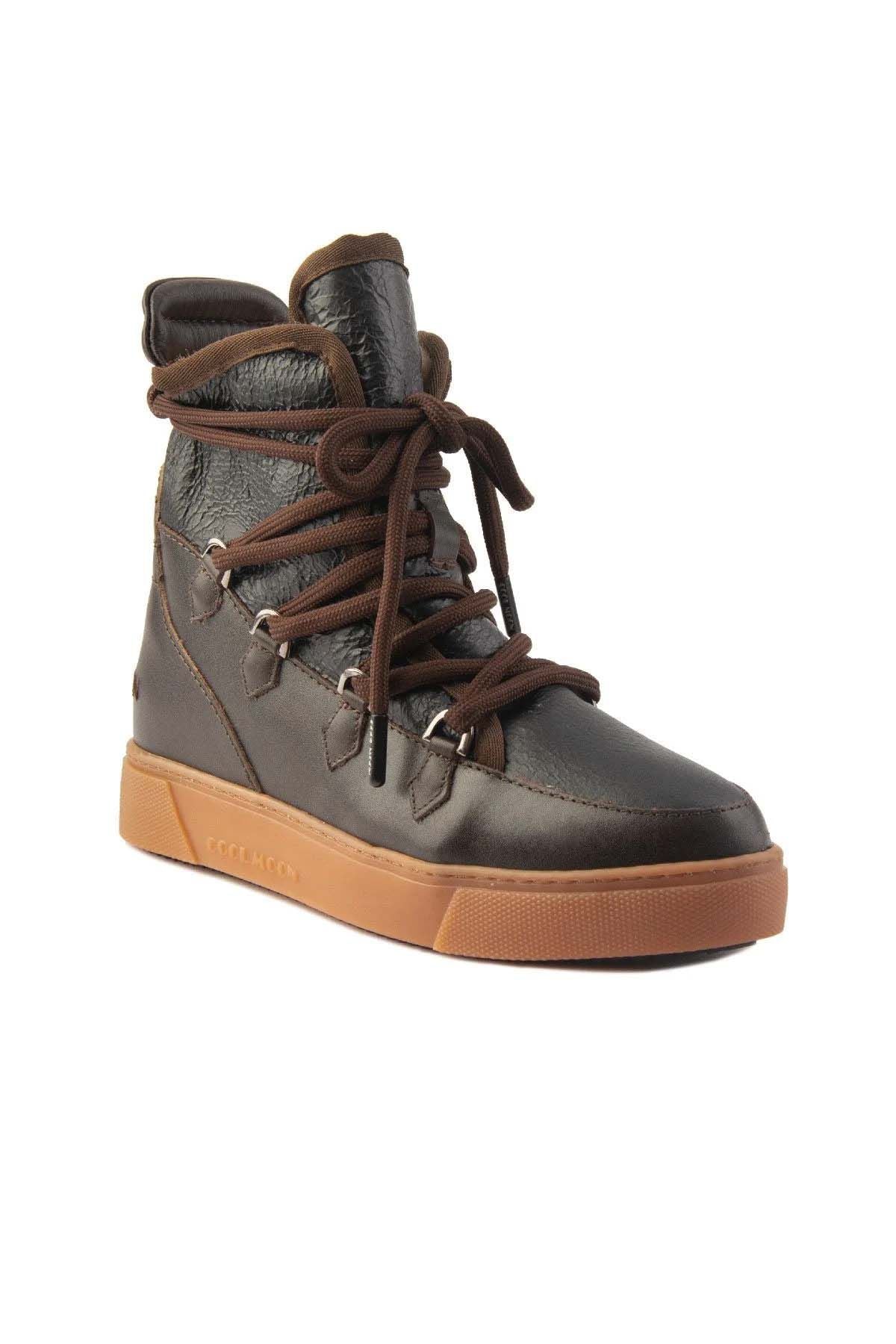 Kürklü Bayan Sneaker Bot 365051 Kahve