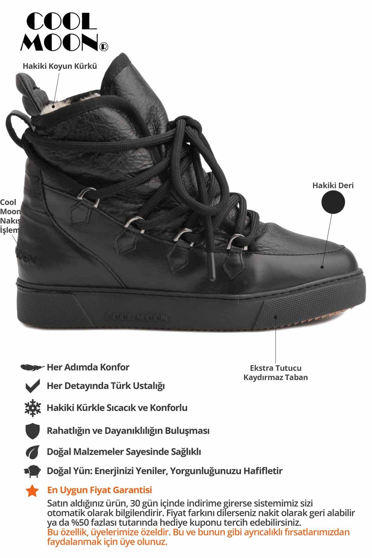 Kürklü Bayan Sneaker Bot 365051 Siyah