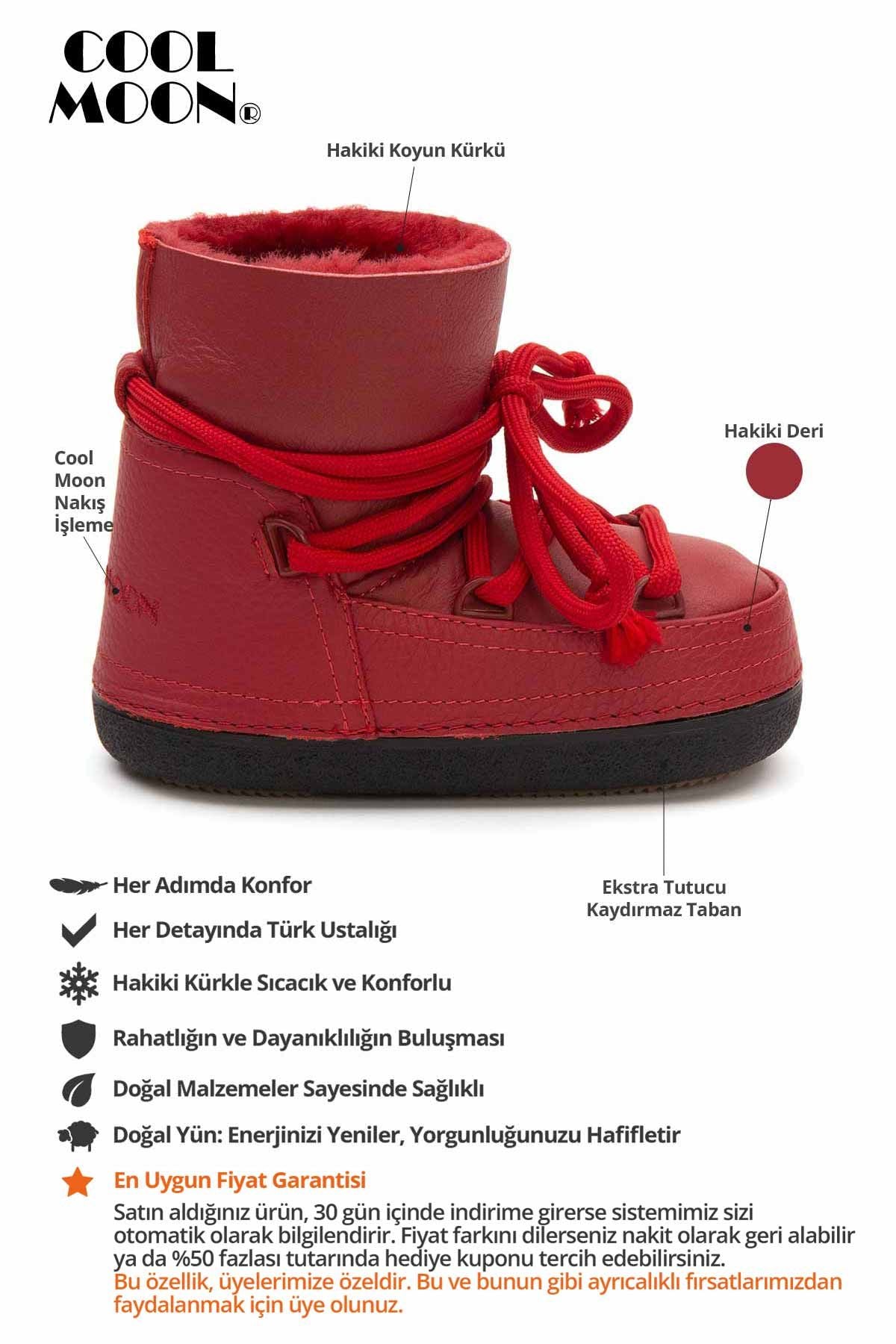Kürklü Çocuk Kar Botu 261001 Kırmızı