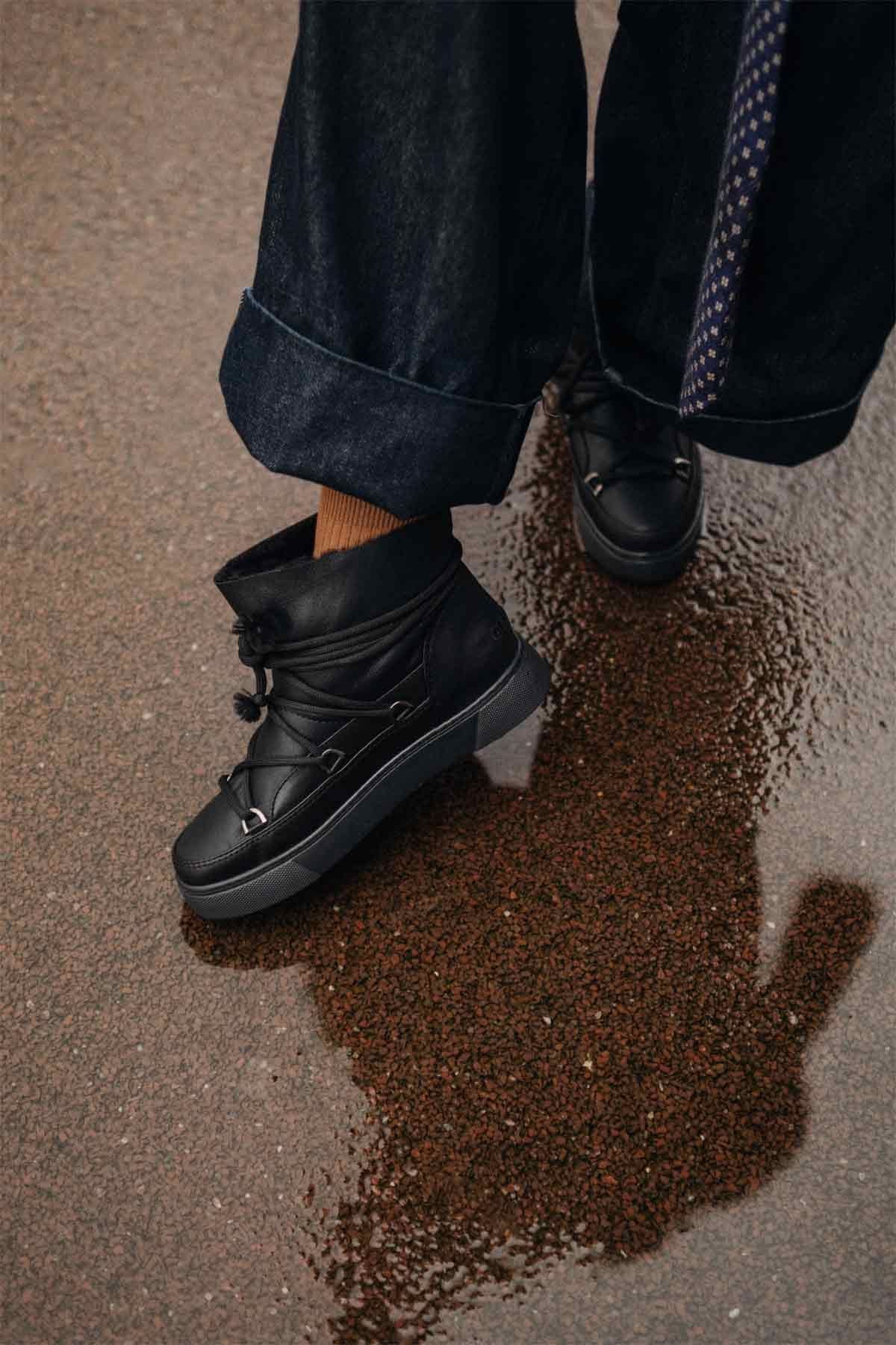 Kürklü Kışlık Kadın Sneaker 355094 Siyah
