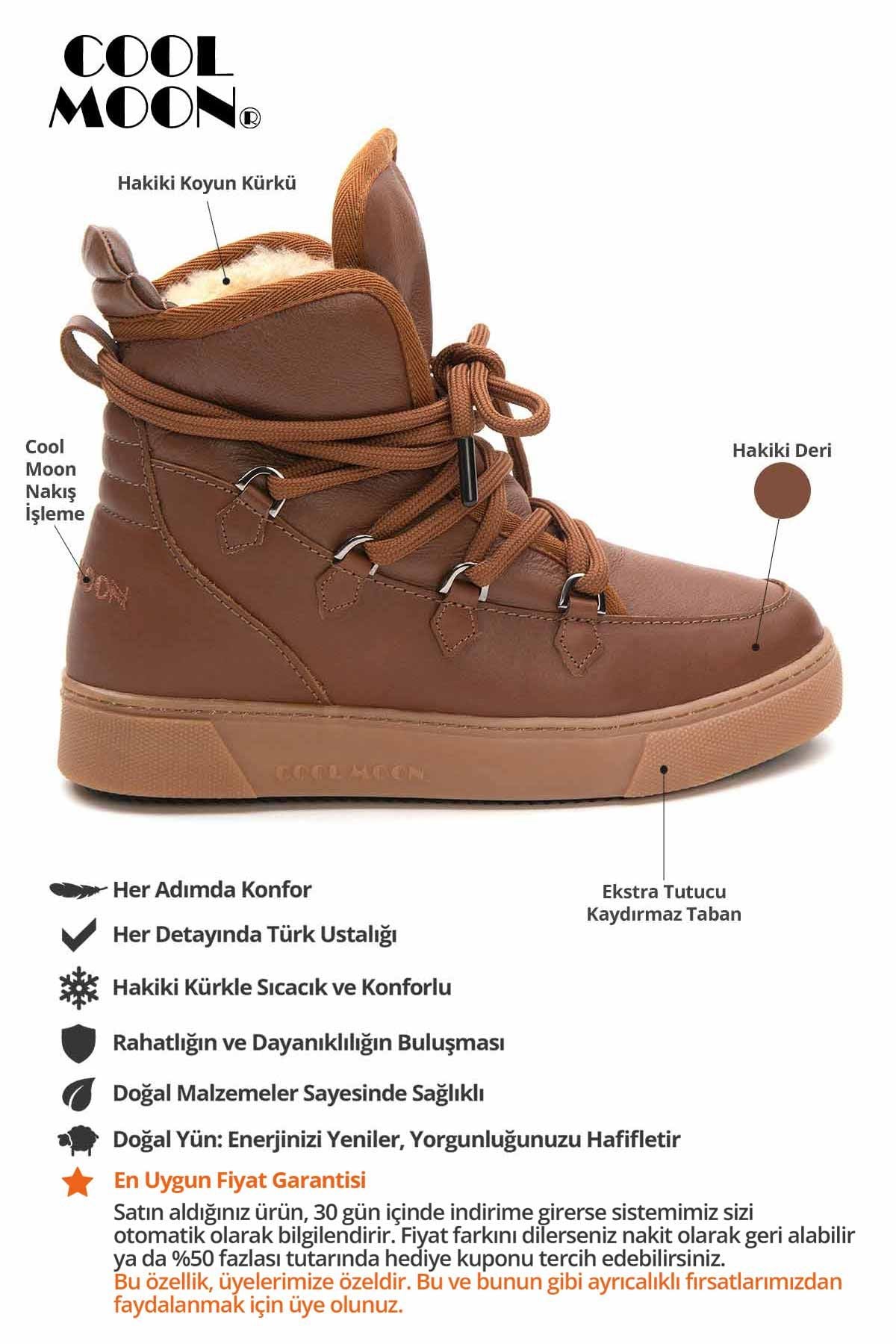 Outlet Hakiki Kürk Kadın Bot TK365050 Taba