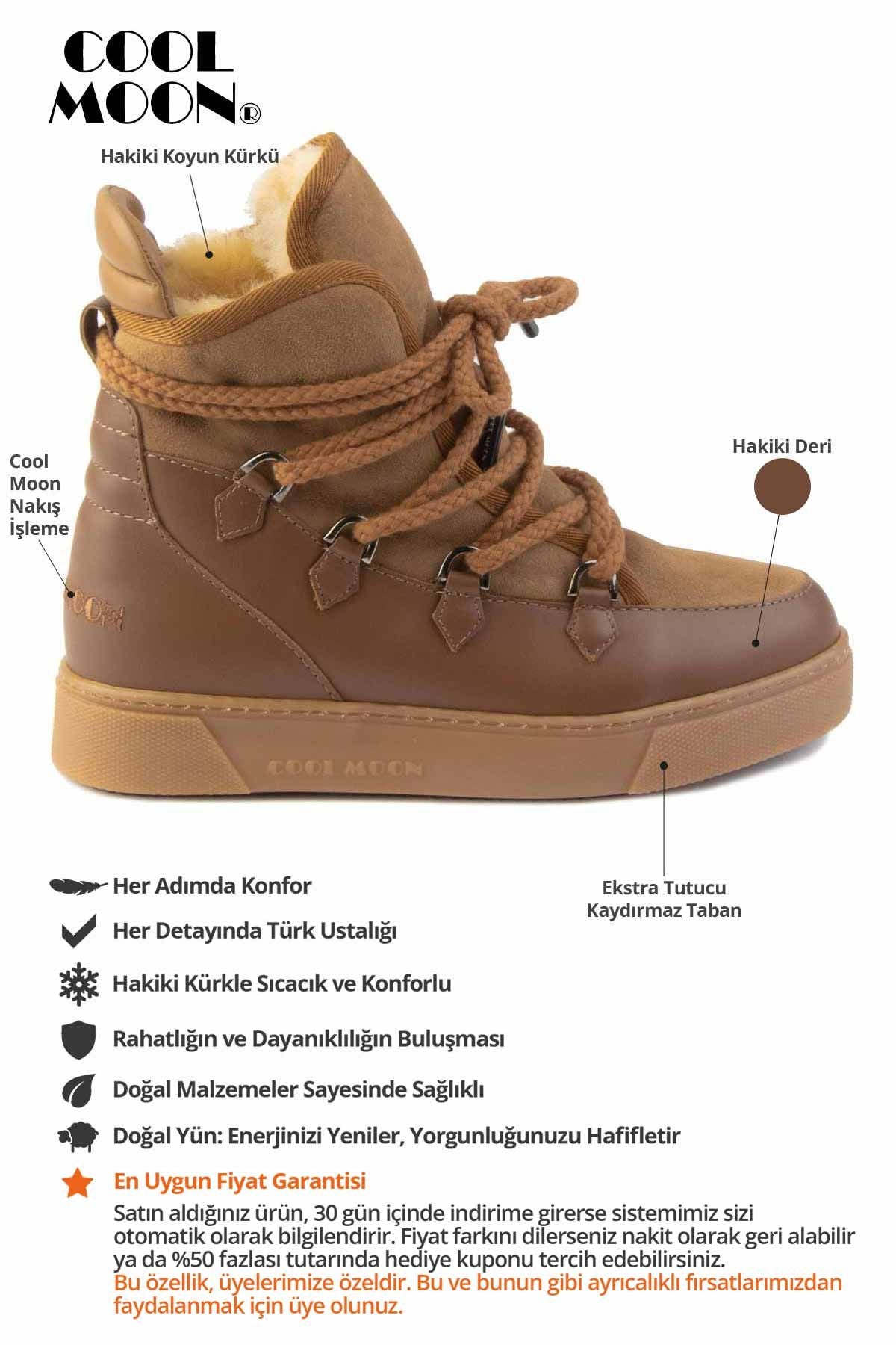 Outlet Hakiki Kürk Kadın Bot TK365060 Taba