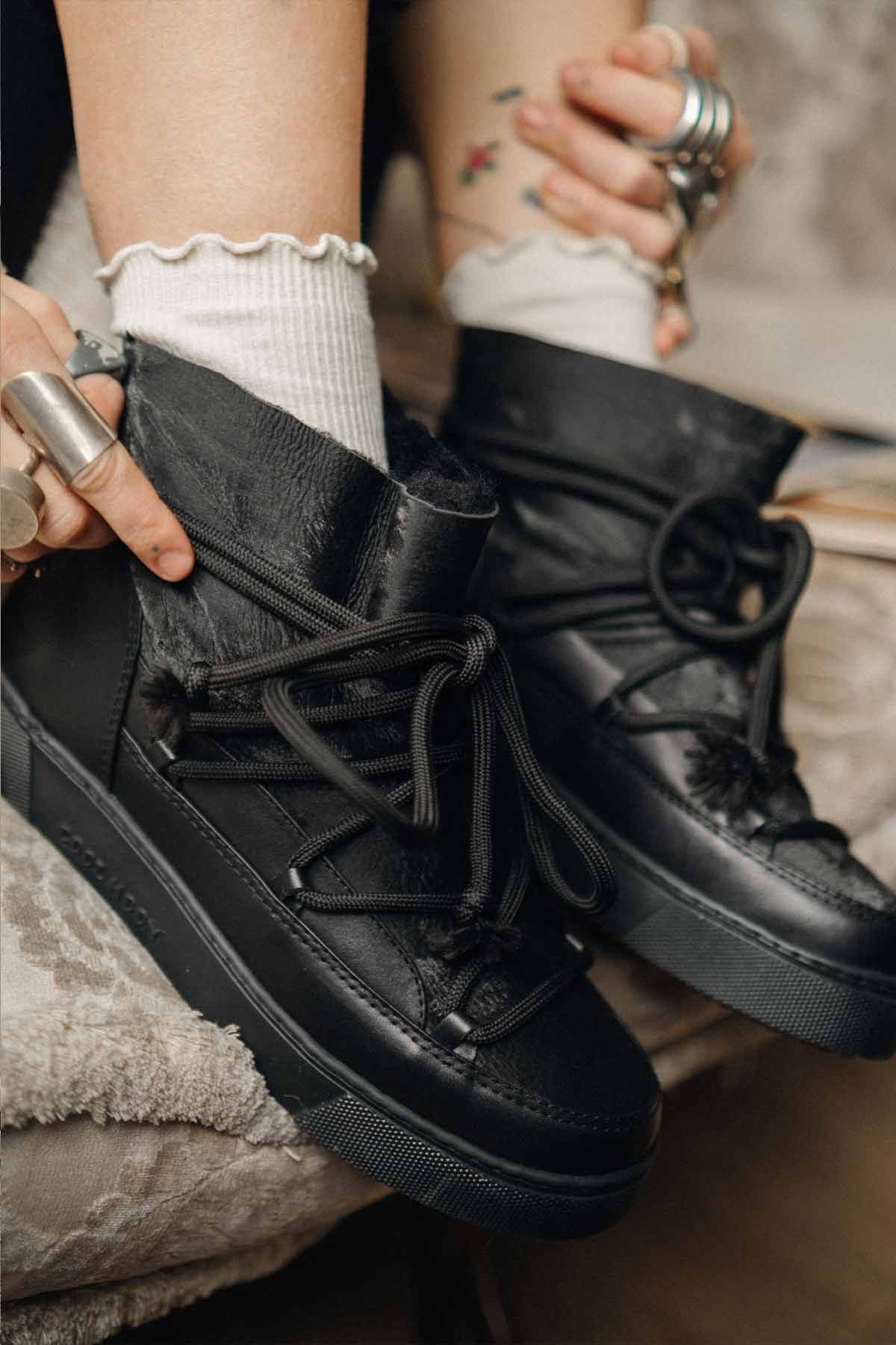 Özel Baskılı Kadın Sneaker 355092 Siyah