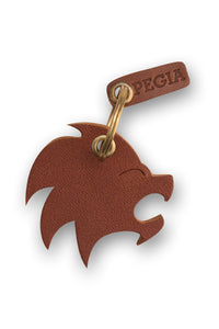 Leo Zodiac Sign Leather Keychain 25AN73 Tobacco