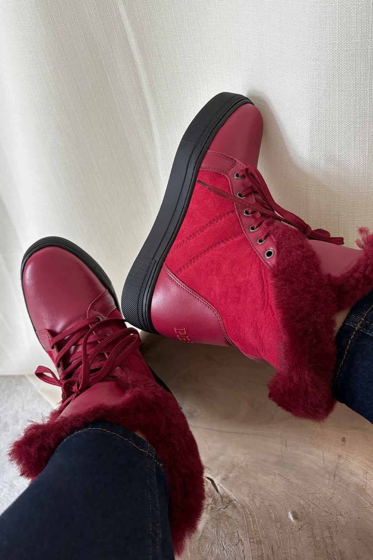 Bağcıklı Kadın Bot 191353 Bordo