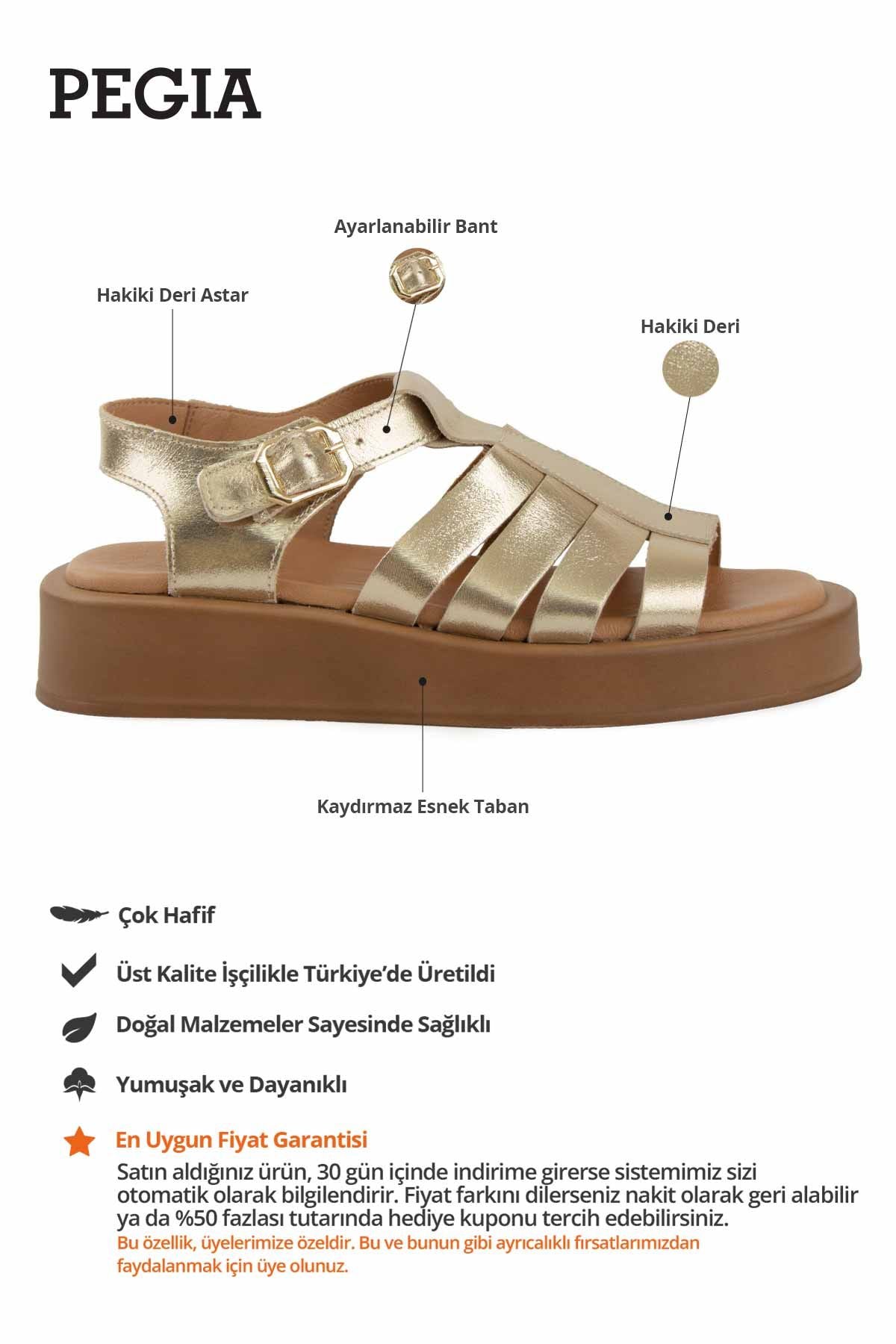 Bant Detaylı Kadın Sandalet DG6096 Altın