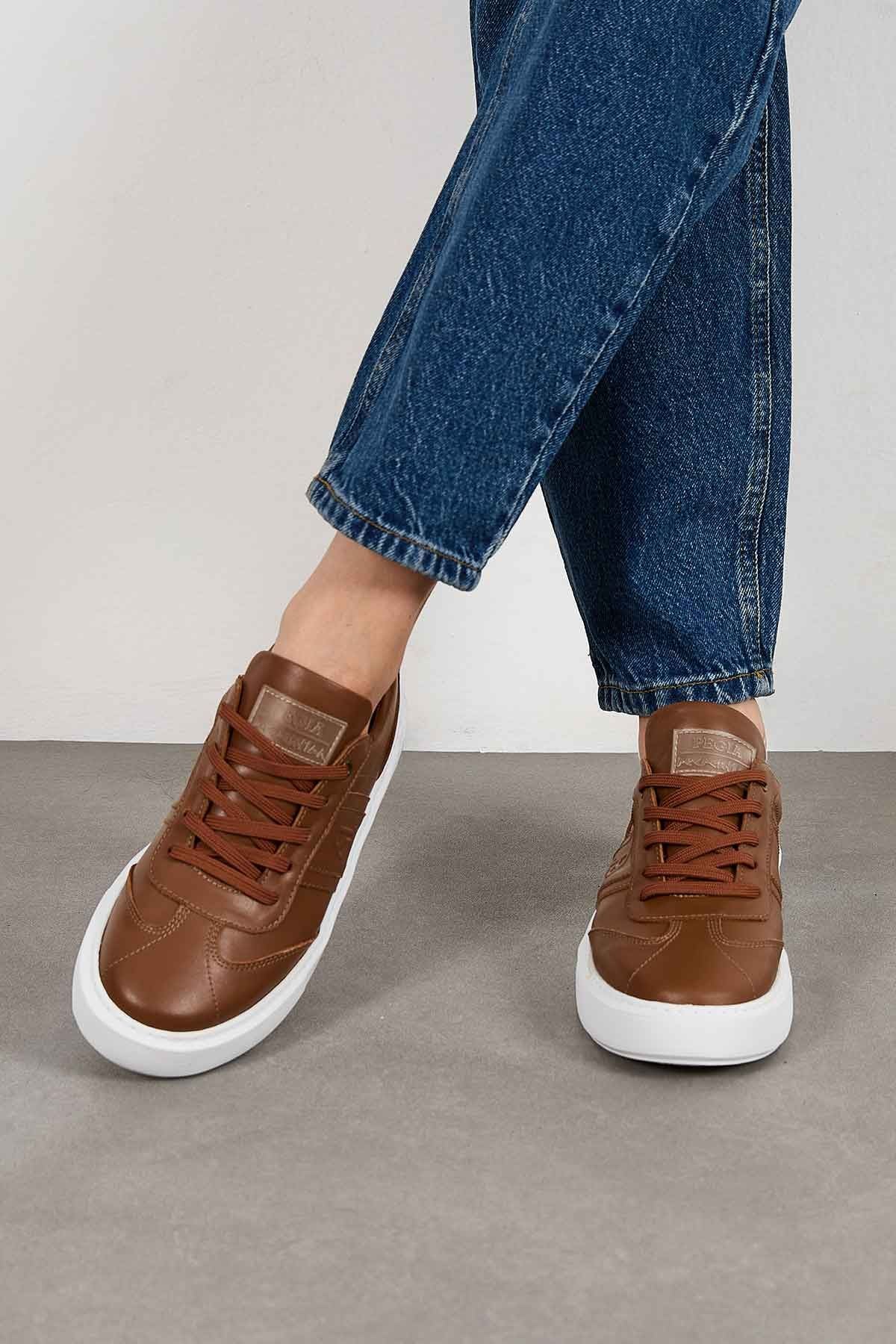 Bold Hakiki Deri Sneaker 500990 Taba