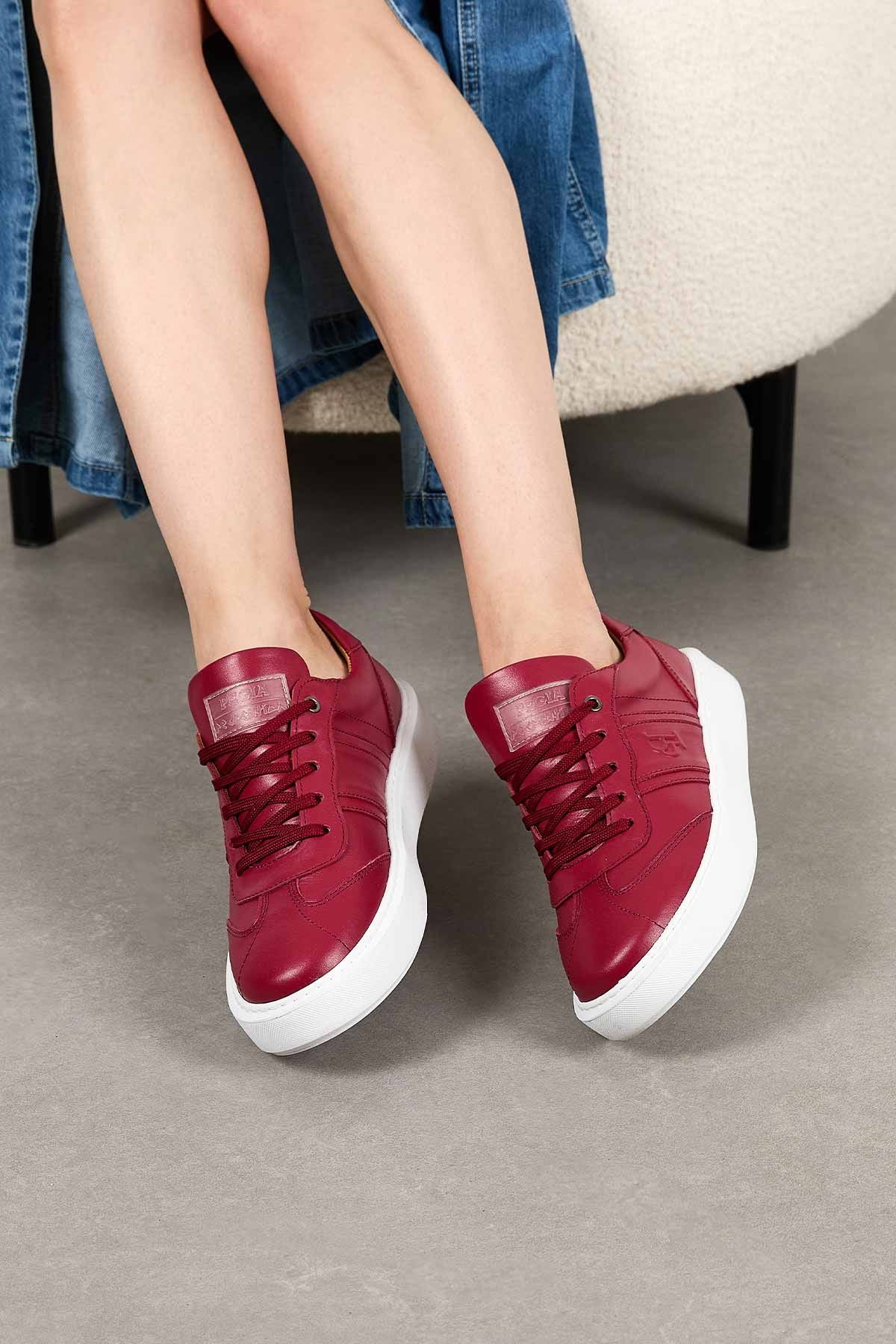 Bold Hakiki Deri Sneaker 500990 Kırmızı