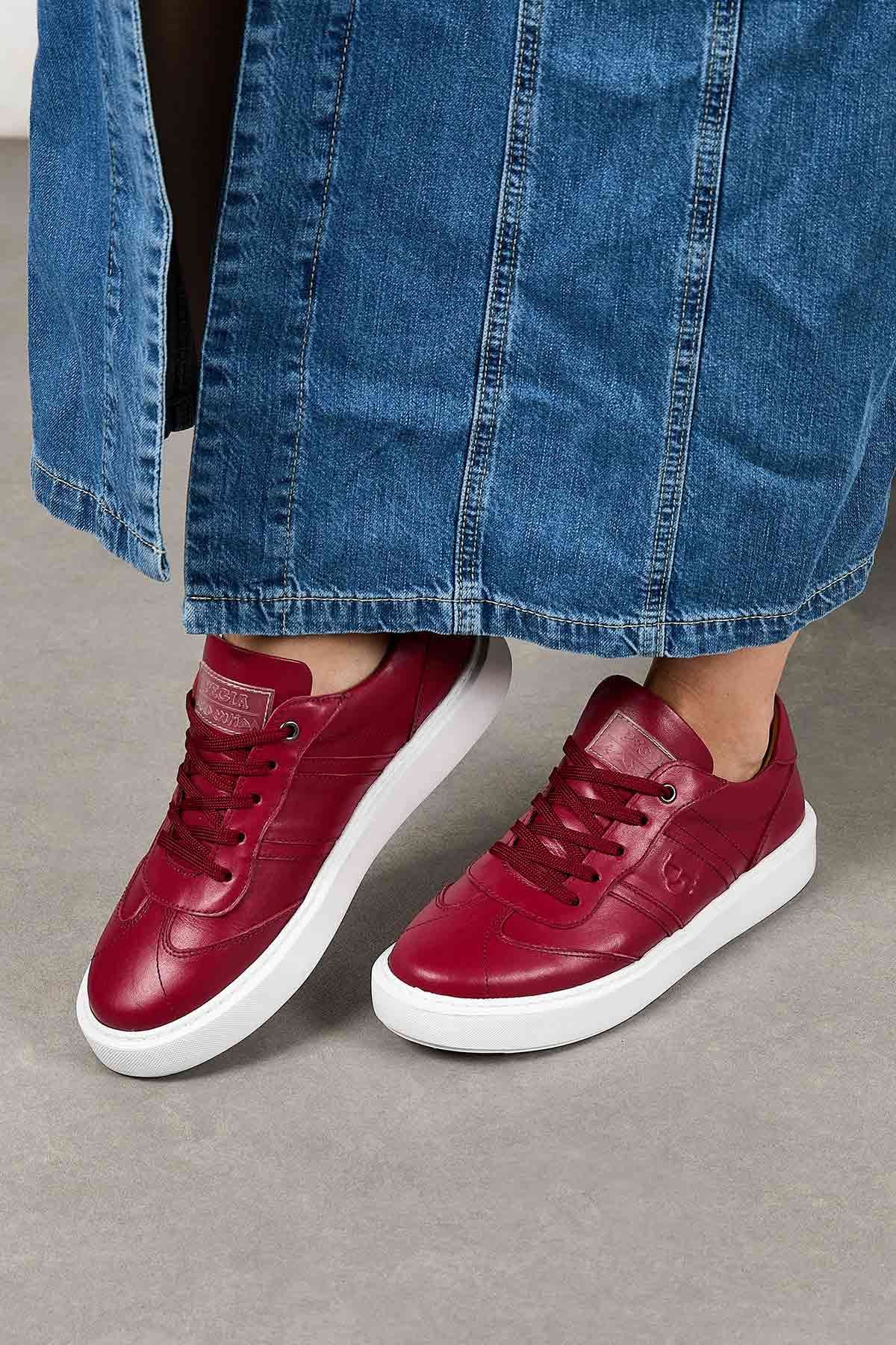 Bold Hakiki Deri Sneaker 500990 Kırmızı