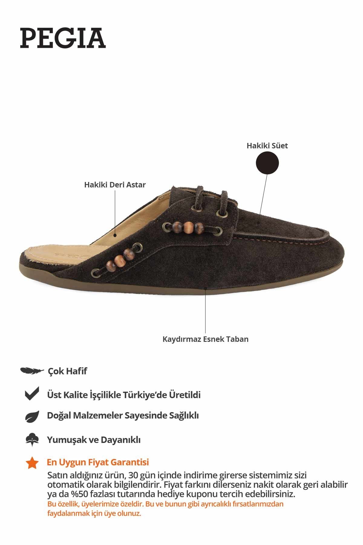 Boncuklu Süet Kadın Sabo Terlik 700920 Kahve