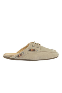 Women's Beaded Suede Clog Slippers 700920 Beige