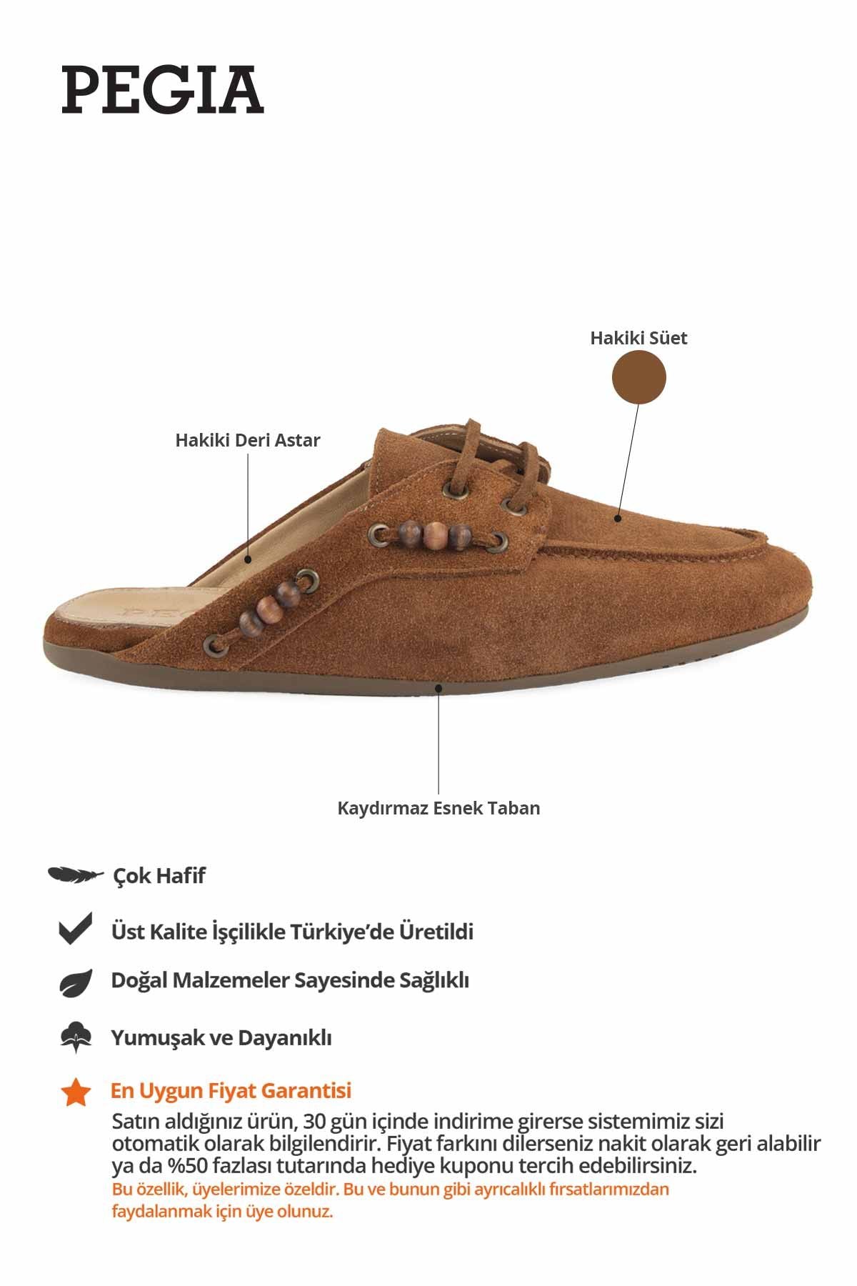 Boncuklu Süet Kadın Sabo Terlik 700920 Taba