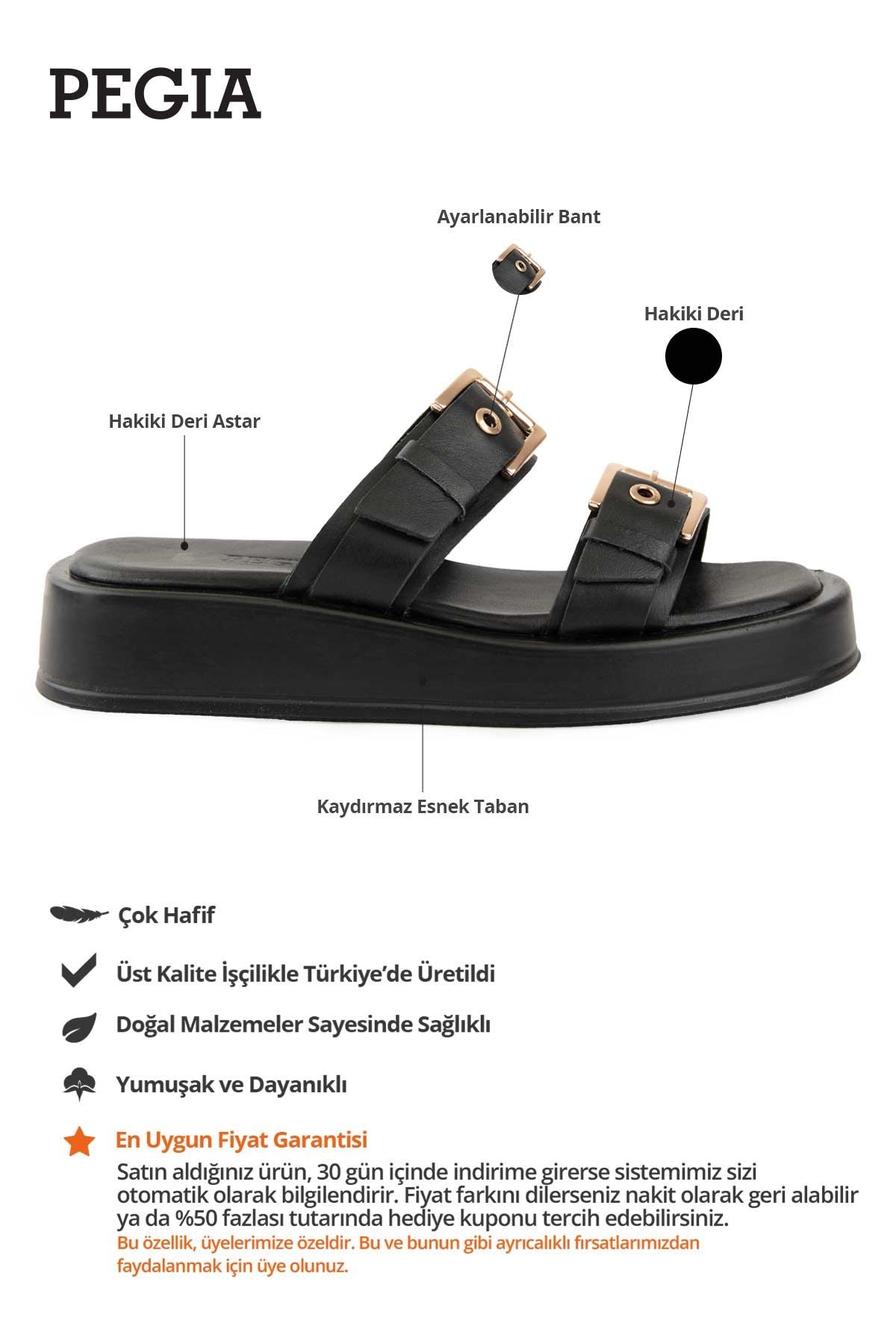 Çift Tokalı Kadın Terlik DG6094 Siyah