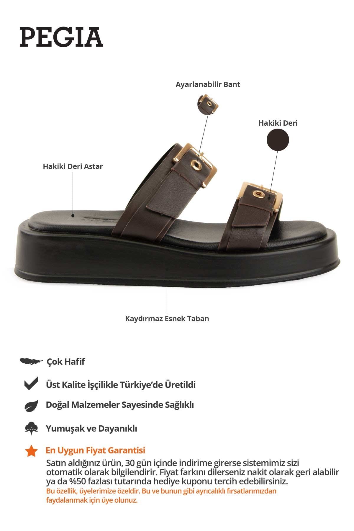 Çift Tokalı Kadın Terlik DG6094 Kahve