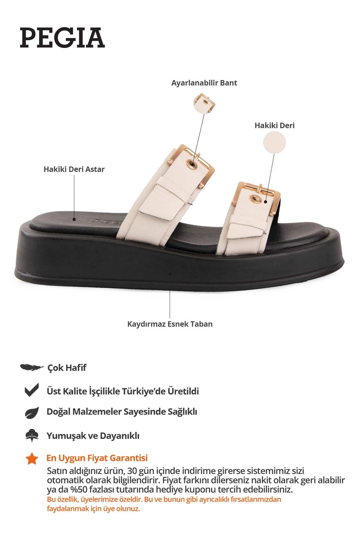 Çift Tokalı Kadın Terlik DG6094 Krem