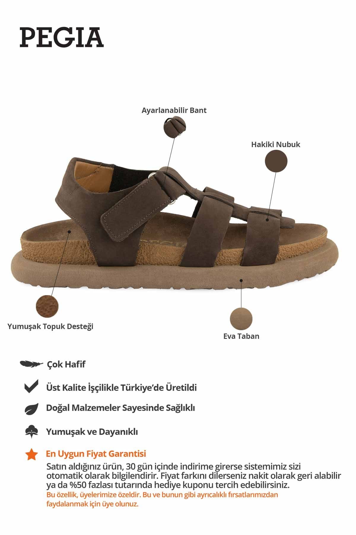 Cırt Cırtlı Nubuk Kadın Sandalet 215554 Kahve
