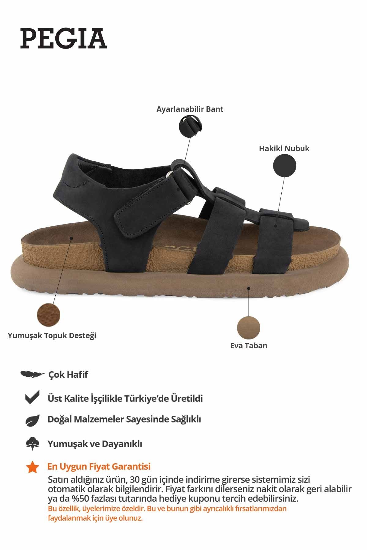 Cırt Cırtlı Nubuk Kadın Sandalet 215554 Siyah