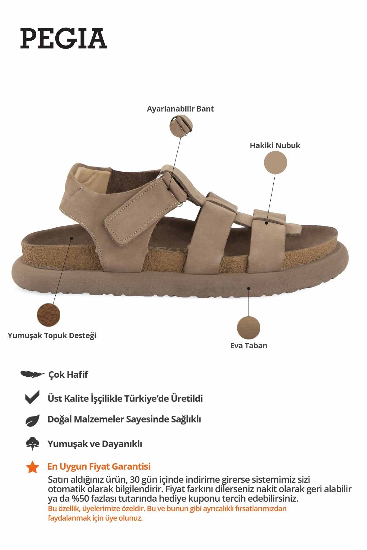 Cırt Cırtlı Nubuk Kadın Sandalet 215554 Kum