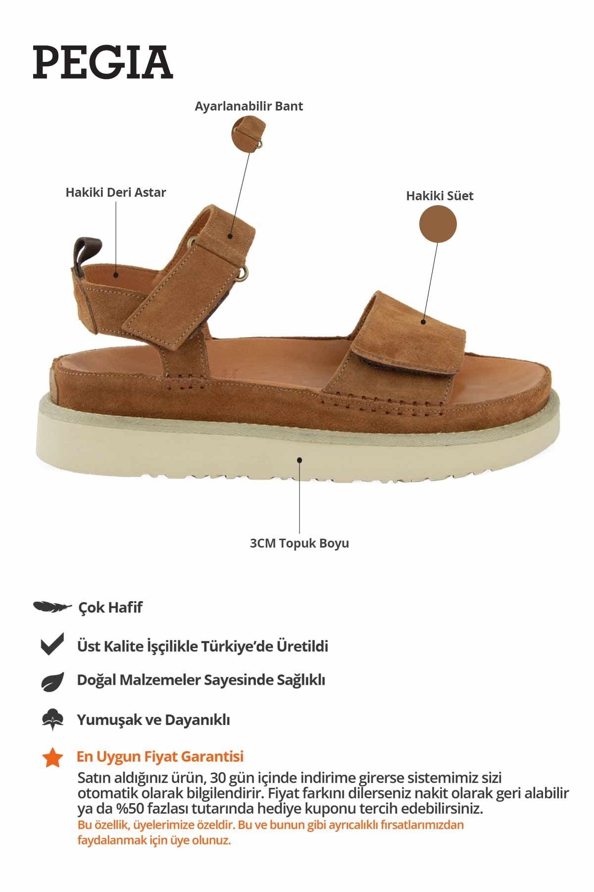 Cırt Cırtlı Süet Kadın Sandalet 215572 Taba