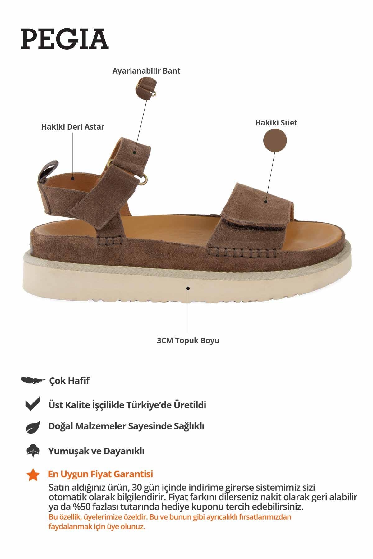 Cırt Cırtlı Süet Kadın Sandalet 215572 Kahve
