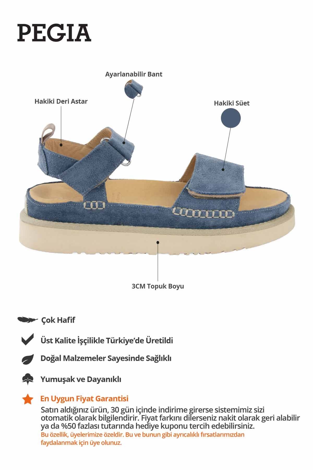 Cırt Cırtlı Süet Kadın Sandalet 215572 Mavi