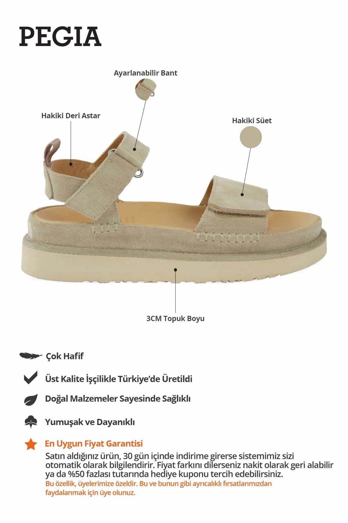 Cırt Cırtlı Süet Kadın Sandalet 215572 Bej
